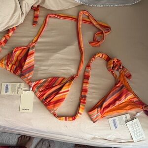 Monday swimwear Sardinia stripe with Sardinia Top only NEVER USED